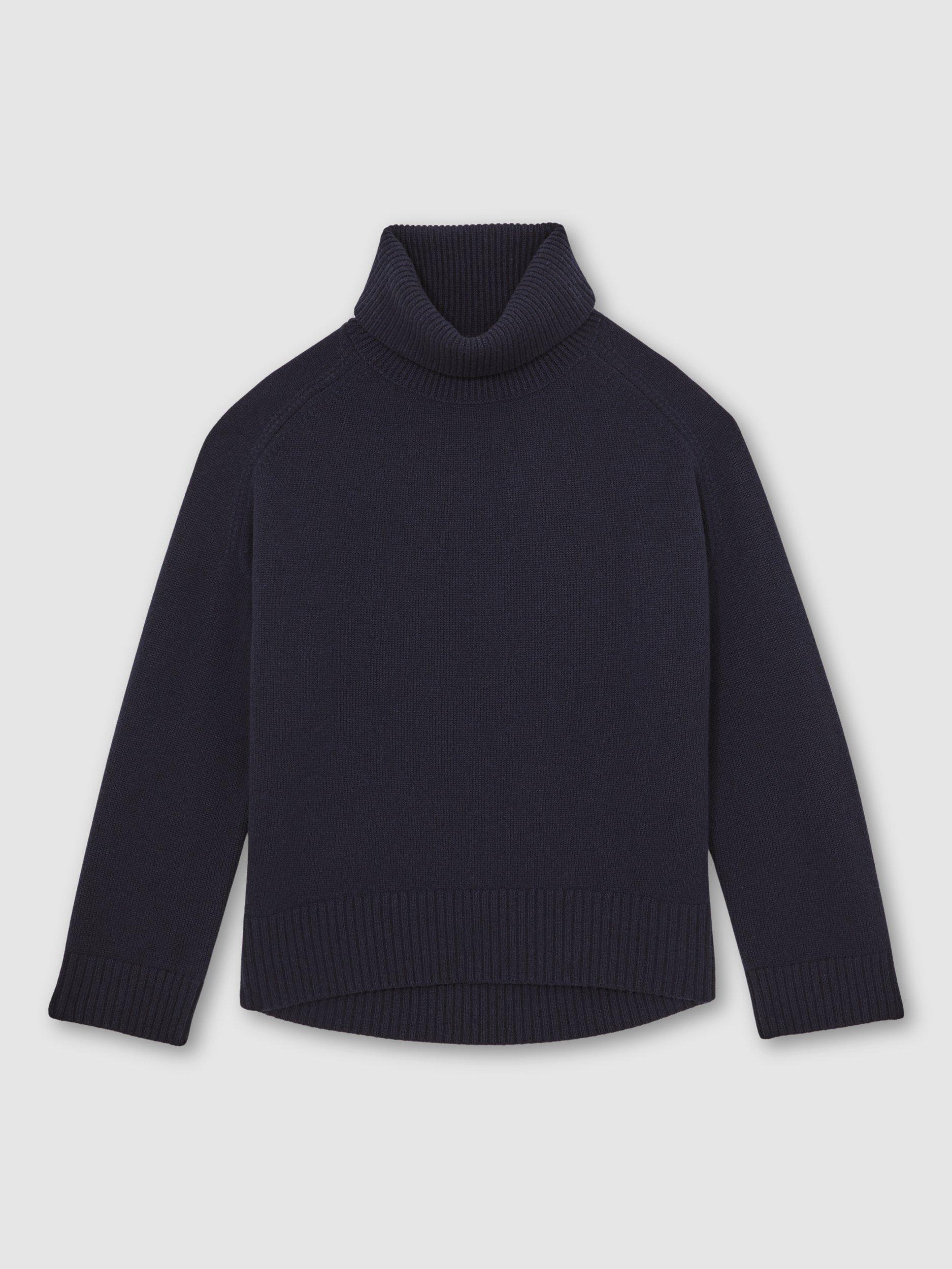 Product image 3 of 5, which shows Reiss Brooklyn Cashmere Blend Roll Neck Jumper , Navy, XS