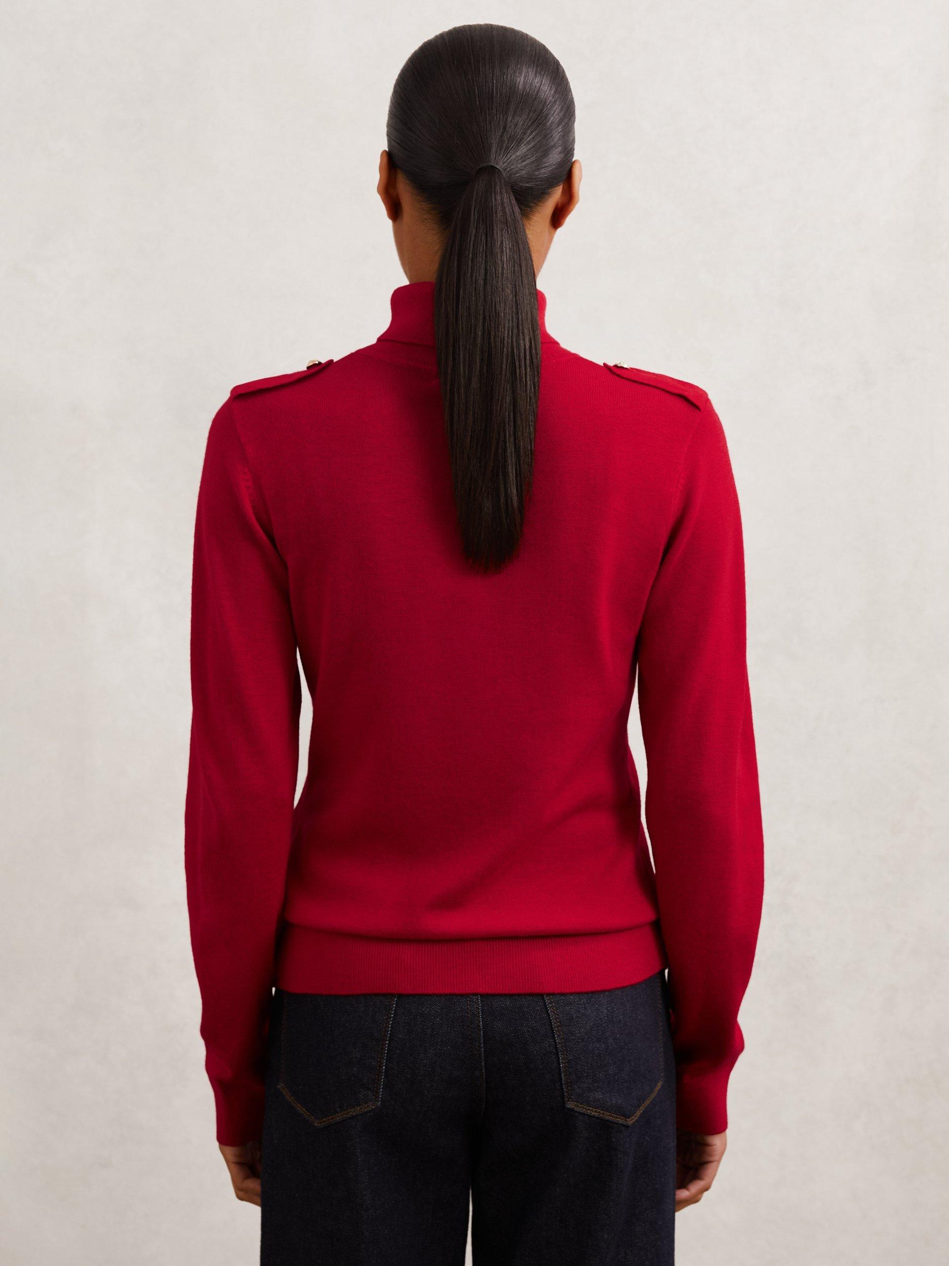 Product image 2 of 5, which shows Reiss Corrine Pure Wool Jumper, Red, S