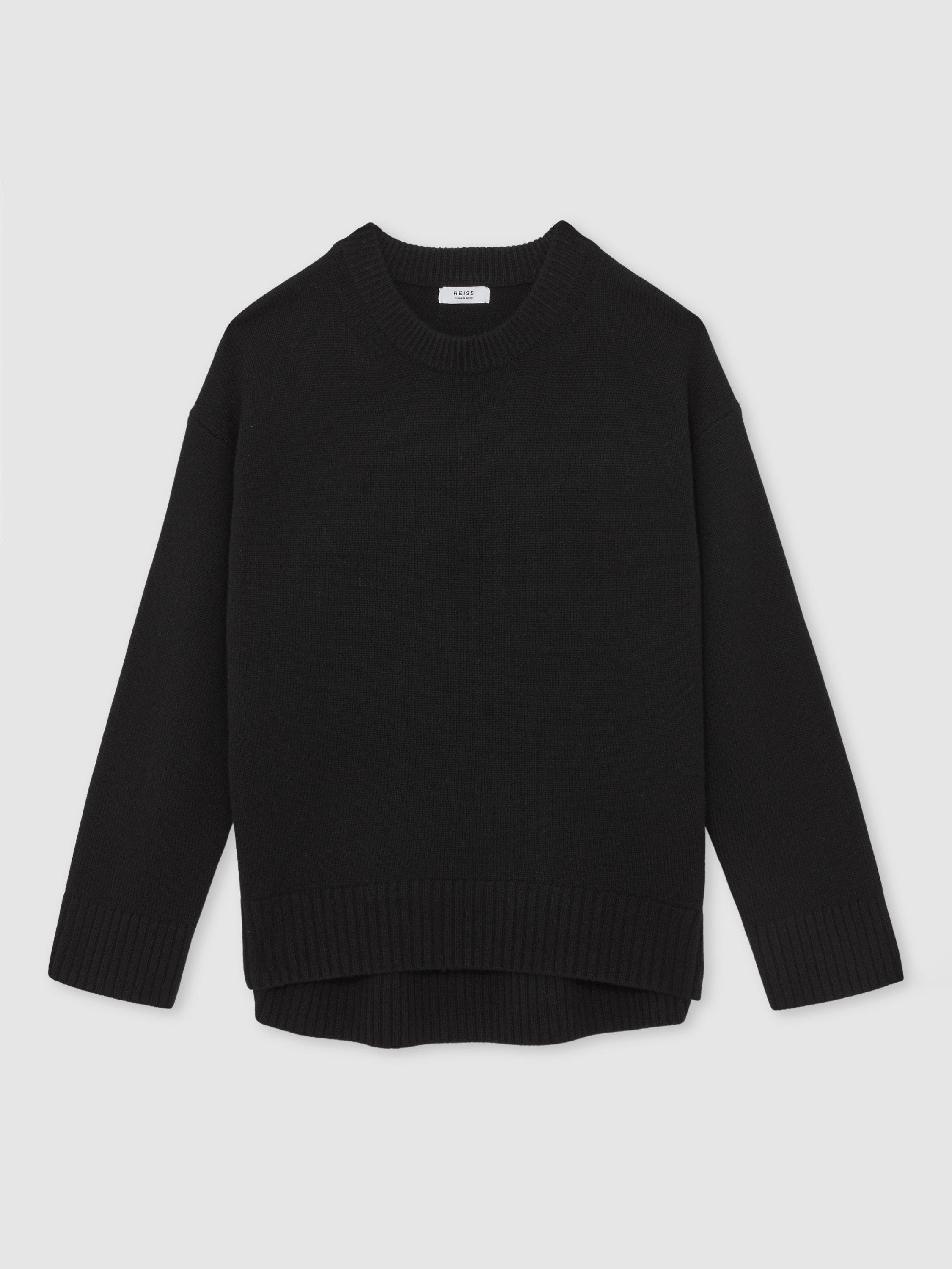 Product image 3 of 5, which shows Reiss Ella Crew Neck Wool Rich Jumper, Black, XS
