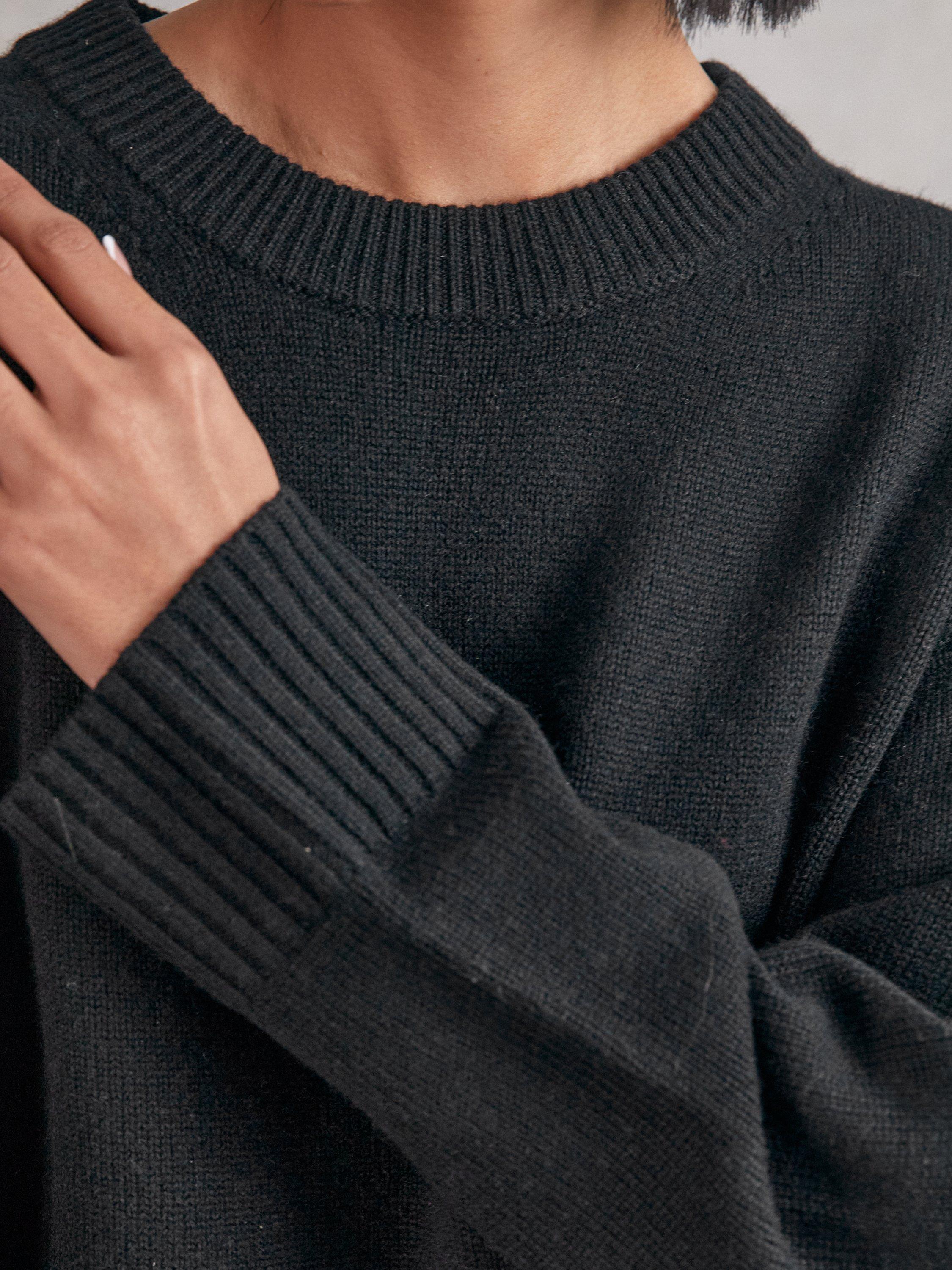 Product image 5 of 5, which shows Reiss Ella Crew Neck Wool Rich Jumper, Black, XS