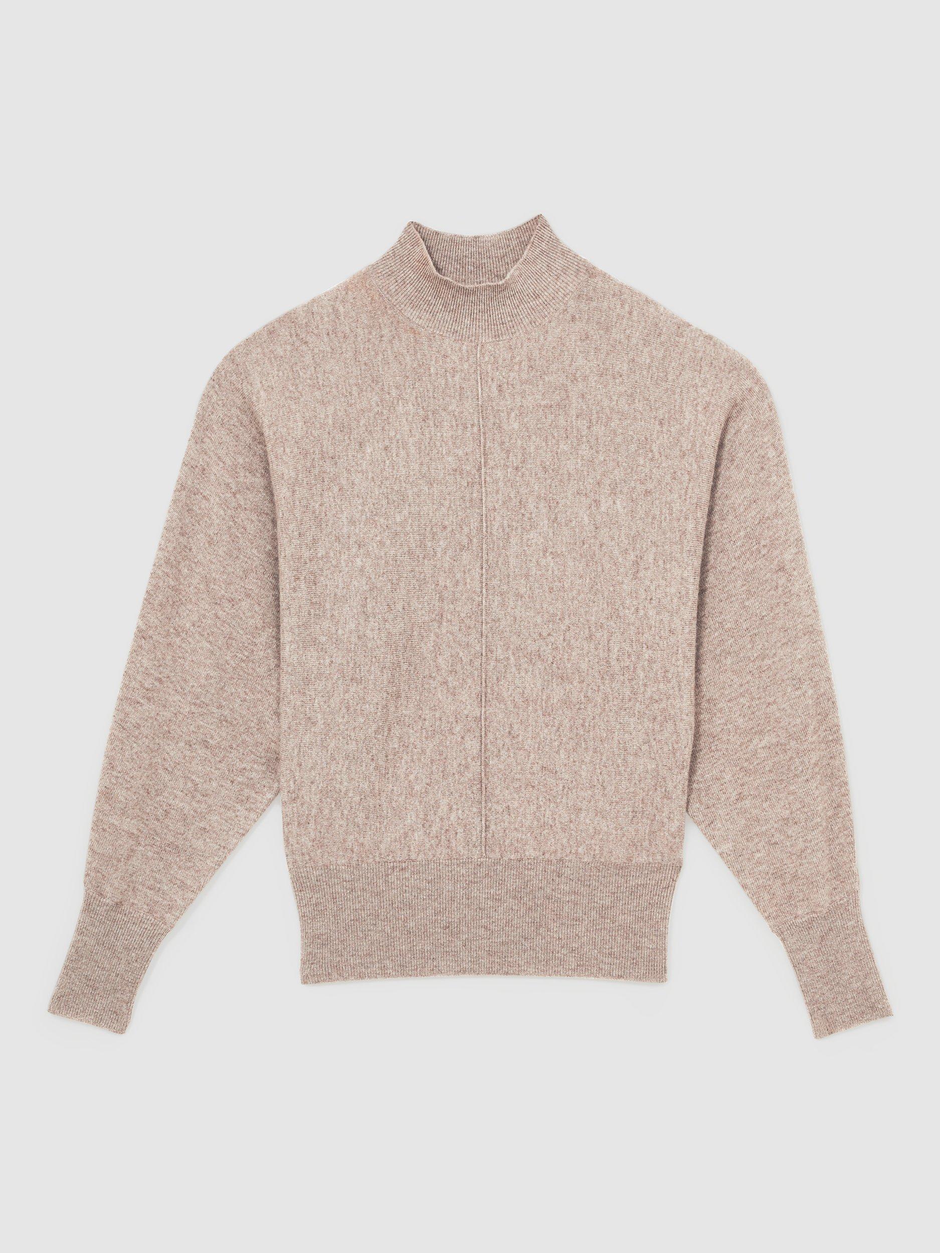 Product image 3 of 5, which shows Reiss Susie Funnel Neck Wool Blend Jumper, Neutral, S