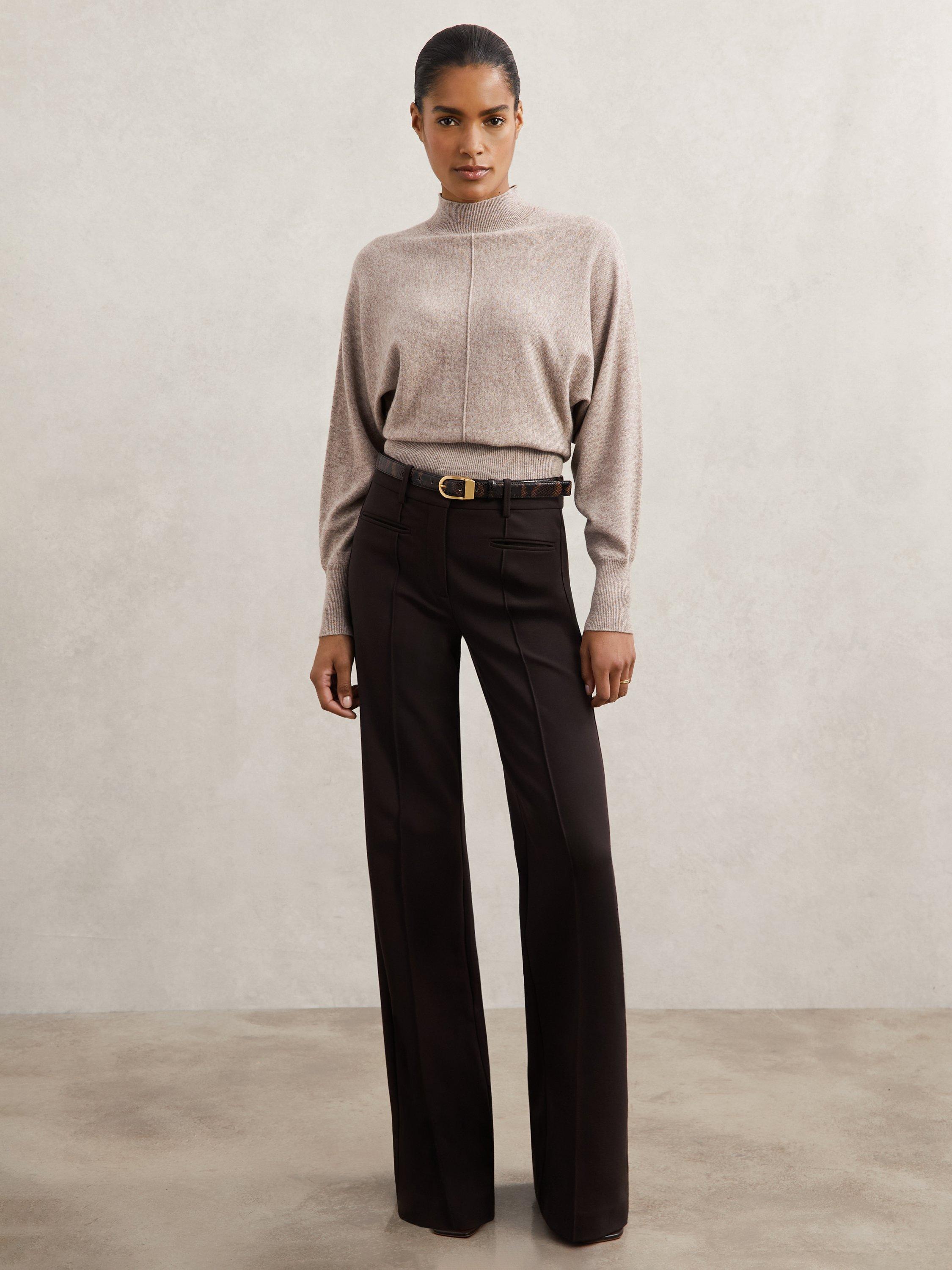 Product image 4 of 5, which shows Reiss Susie Funnel Neck Wool Blend Jumper, Neutral, S