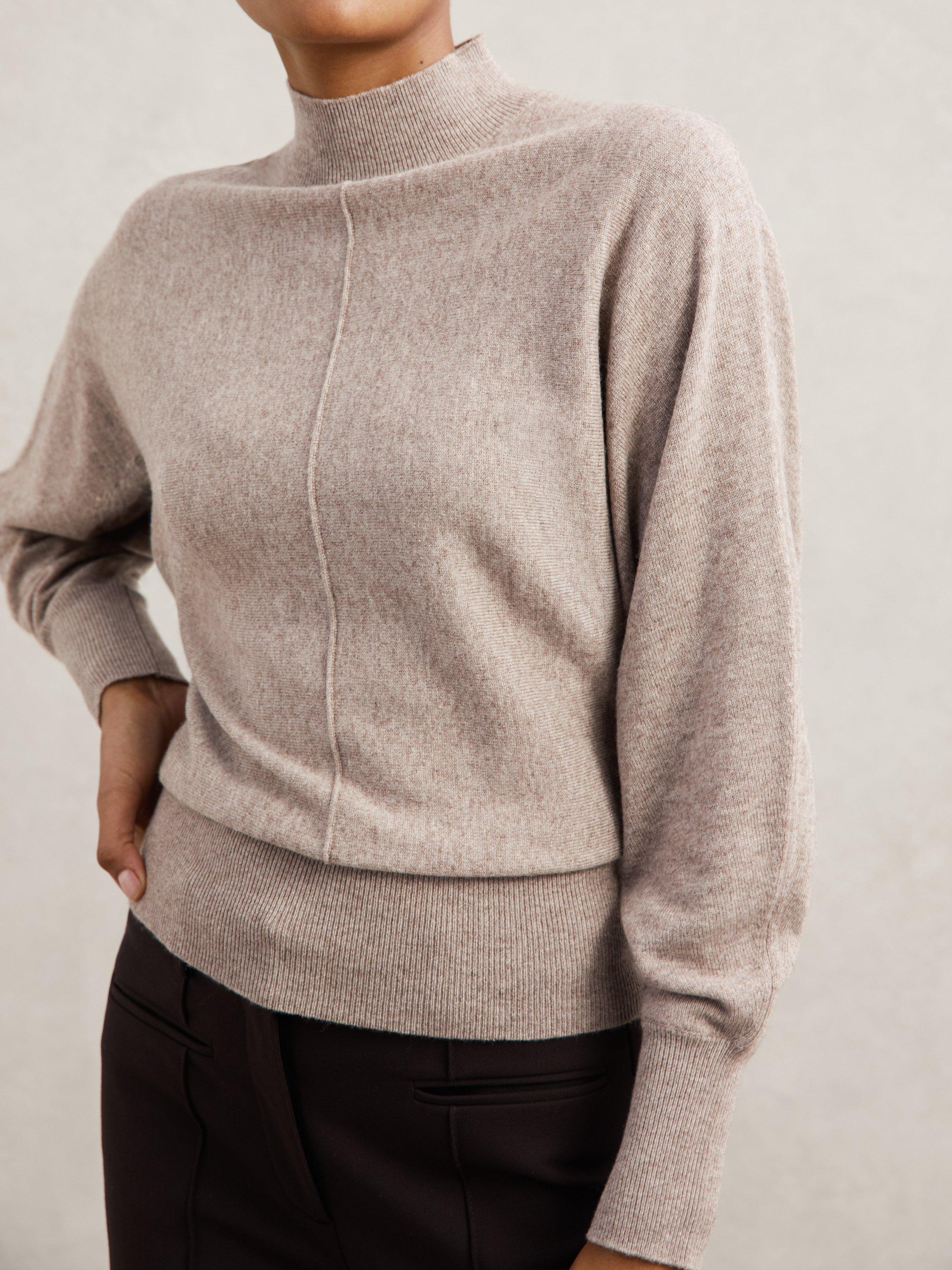 Product image 5 of 5, which shows Reiss Susie Funnel Neck Wool Blend Jumper, Neutral, S