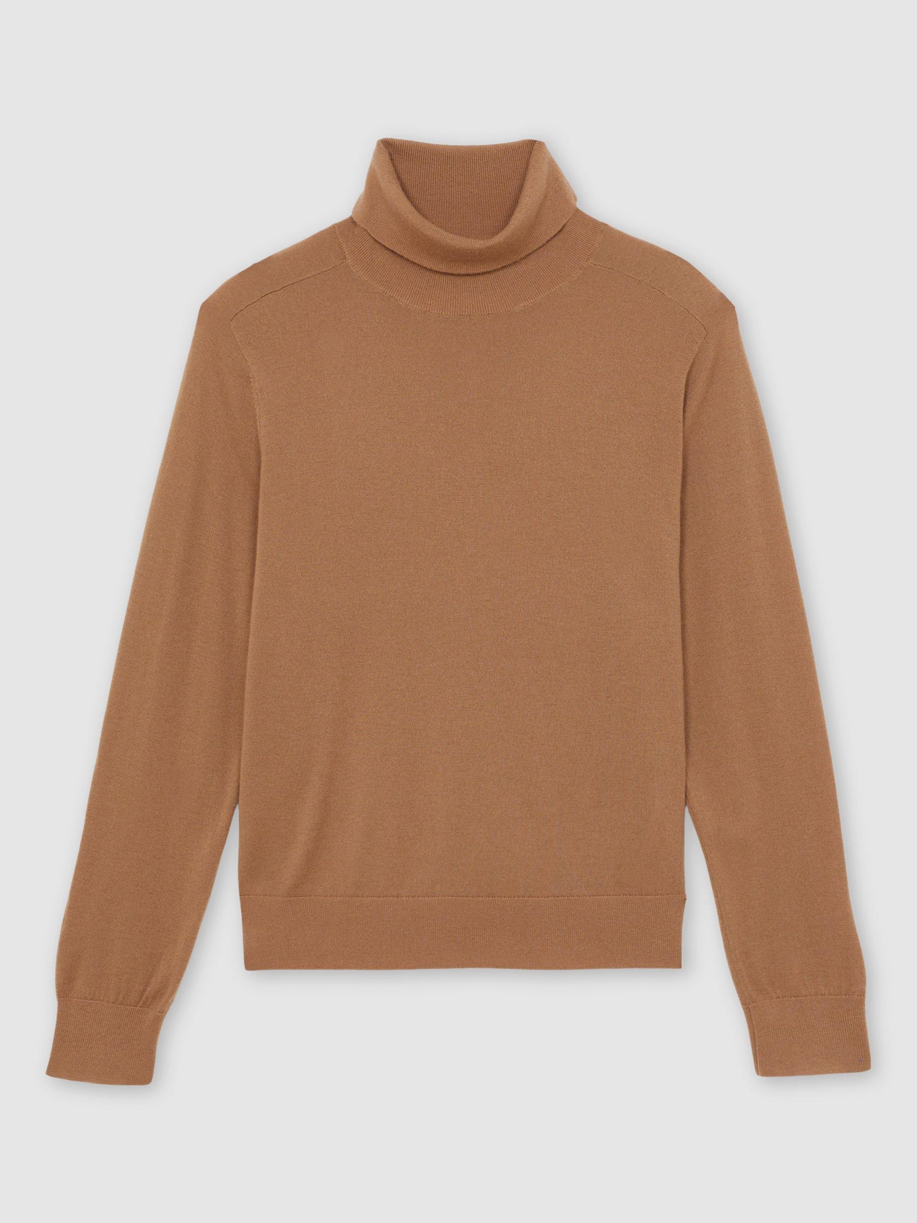 Product image 3 of 5, which shows Reiss Wendy Roll Neck Pure Wool Jumper, Camel, XS