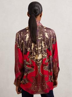 Reiss Jade Paisley Top, Red - view 2, Red