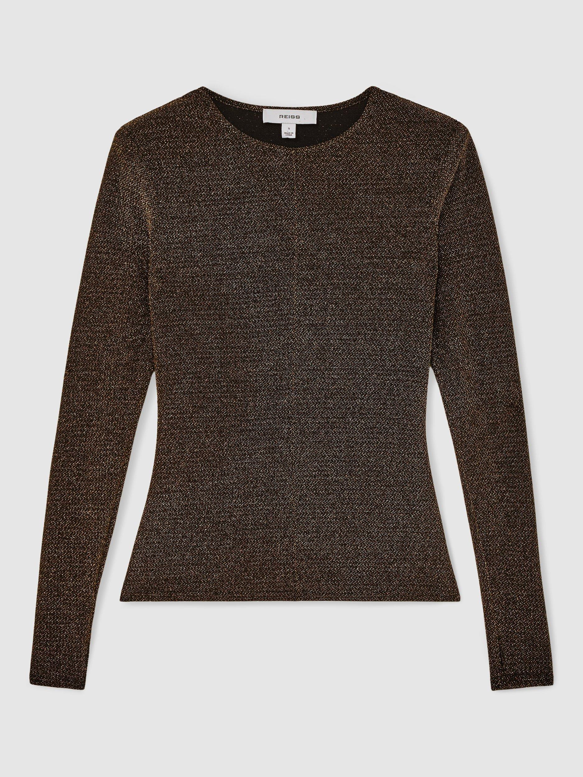 Product image 4 of 5, which shows Reiss Saraphina Sparkle Top, Gold, XS