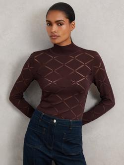 Reiss Seren Geometric Top, Burgundy, Burgundy