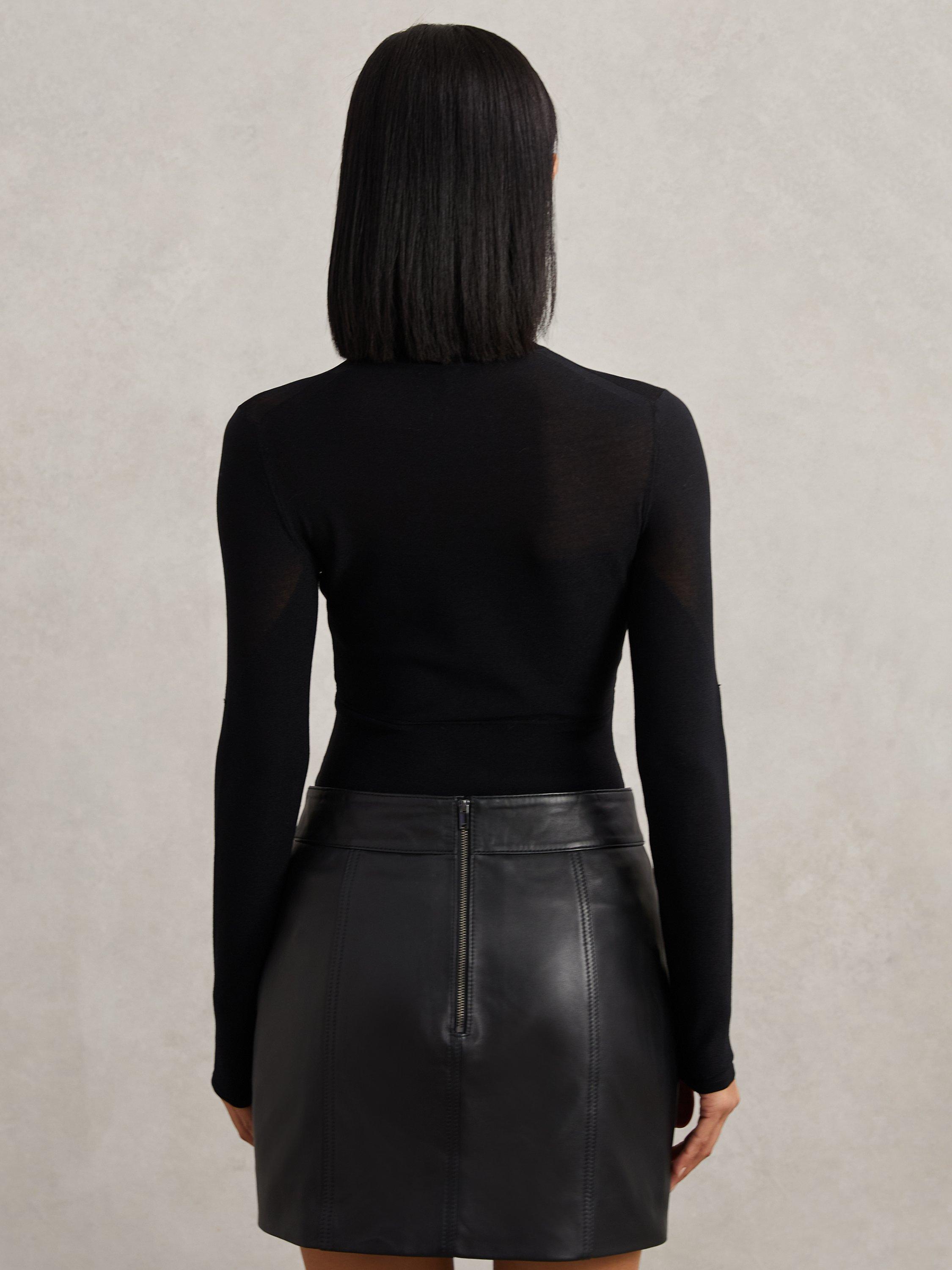 Product image 2 of 5, which shows Reiss Sofia Mesh Knit Top, Black, S