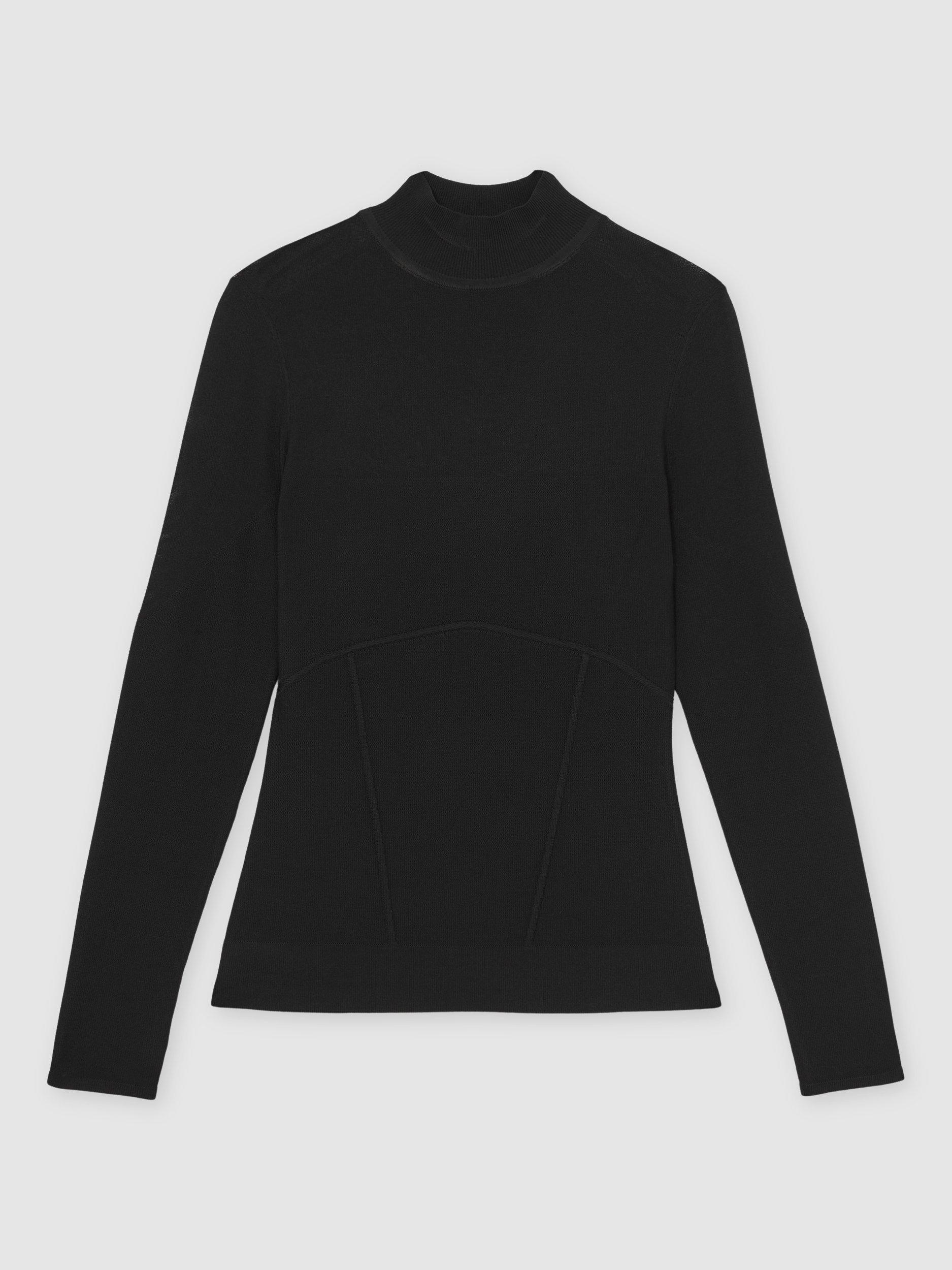 Product image 3 of 5, which shows Reiss Sofia Mesh Knit Top, Black, S