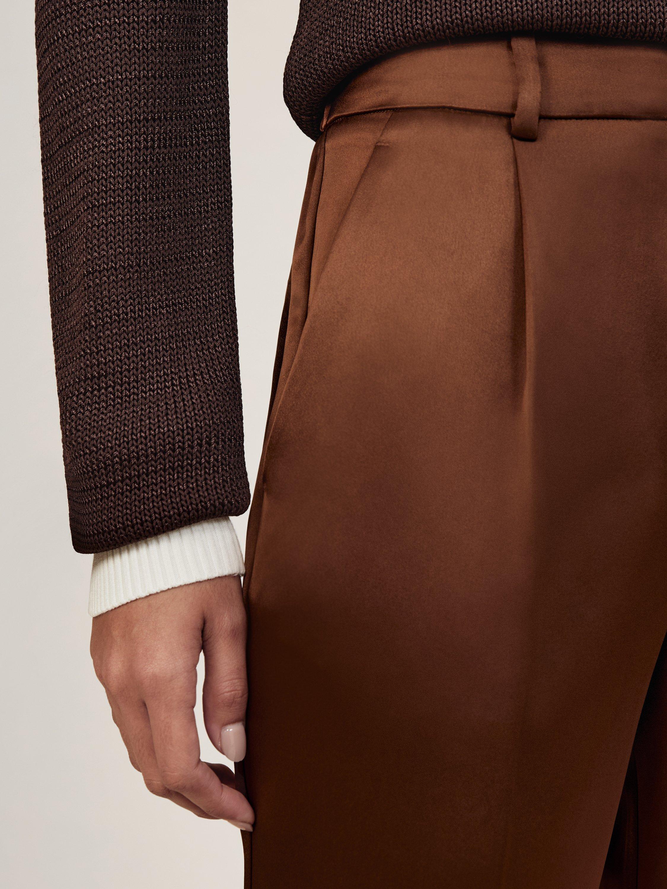 Product image 4 of 5, which shows Reiss Celia Tapered Satin Trousers, Bronze, 8R