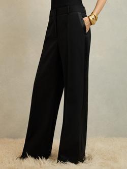 Reiss Petite Della Wide-Leg Tuxedo Trousers, Black, Black