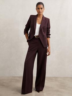 Reiss Petite Gabi Wide Leg Trousers, Berry, Berry