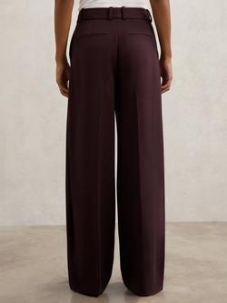 Reiss Petite Gabi Wide Leg Trousers, Berry - view 2, Berry