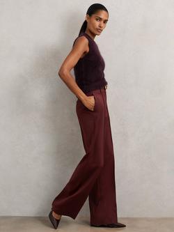 Reiss Luisa Wide Leg Tailored Loose-Fit Trousers, Burgundy