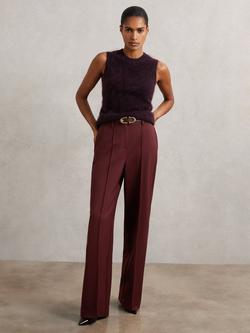 Reiss Petite Luisa Wide Leg Trousers, Burgundy, Burgundy