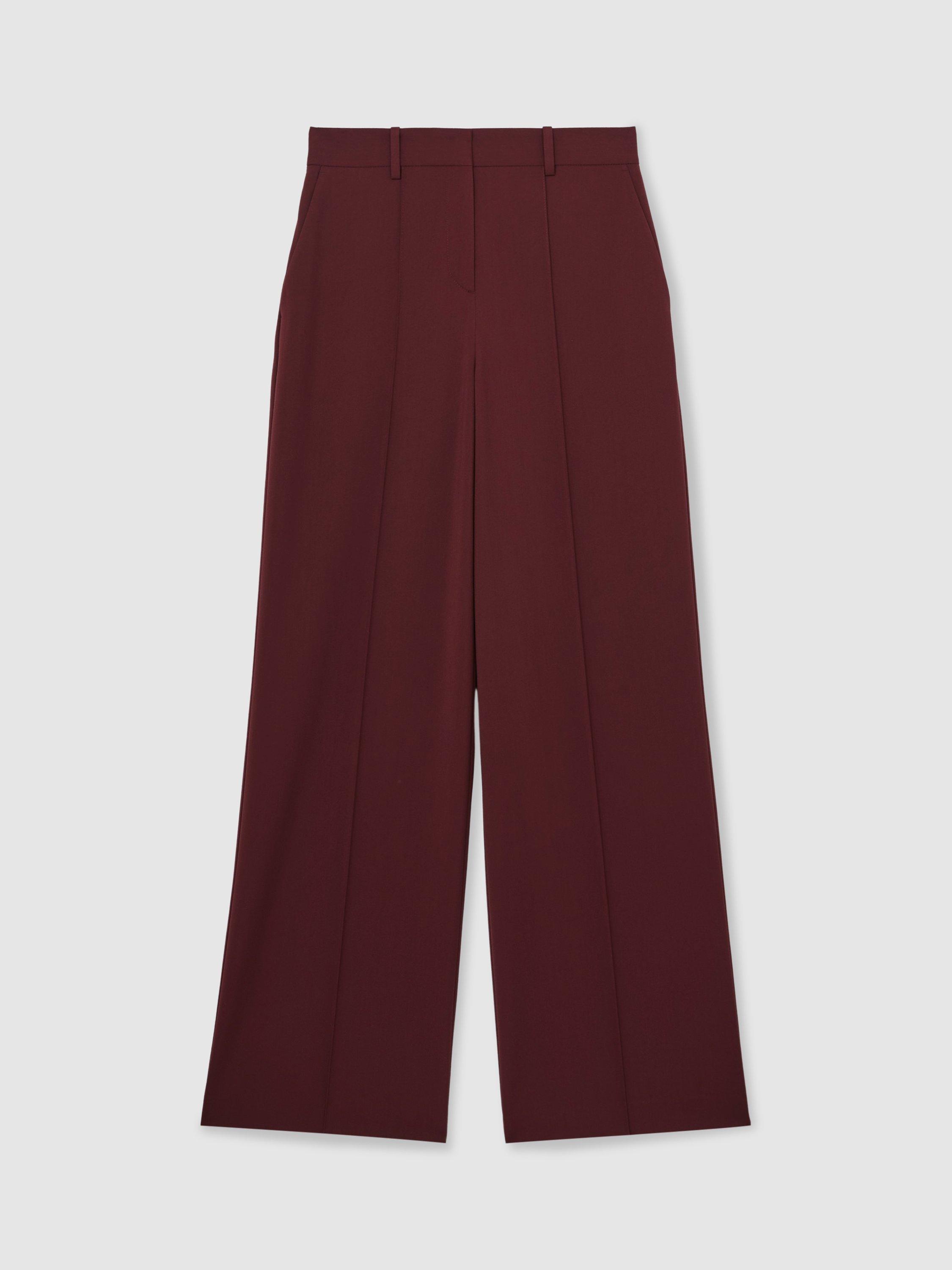 Reiss Petite Luisa Wide Leg Trousers, Burgundy