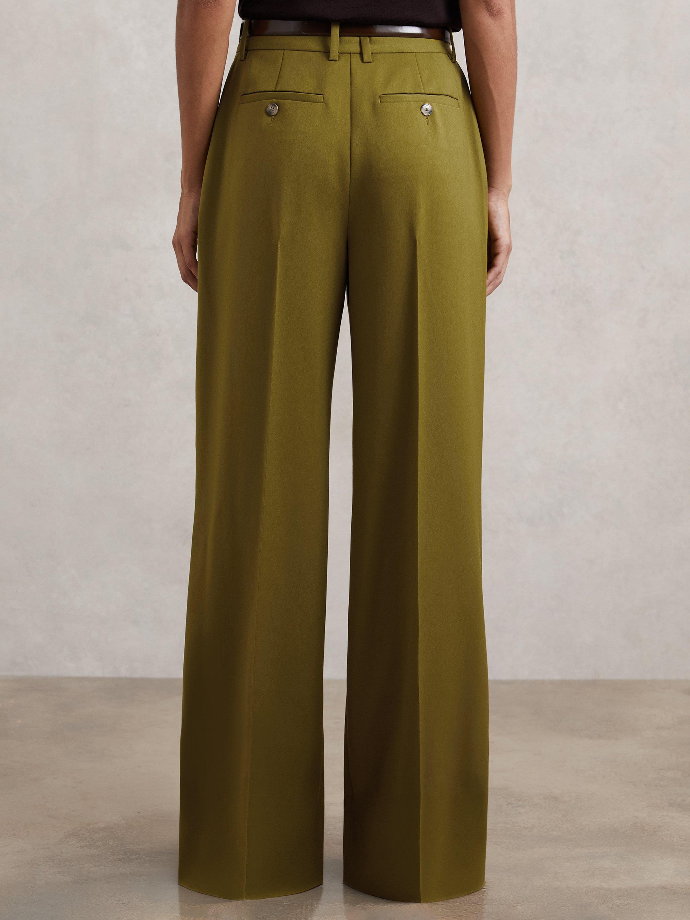 Product image 2 of 5, which shows Reiss Petite Luisa Tailored Trousers, Green, 14Pt