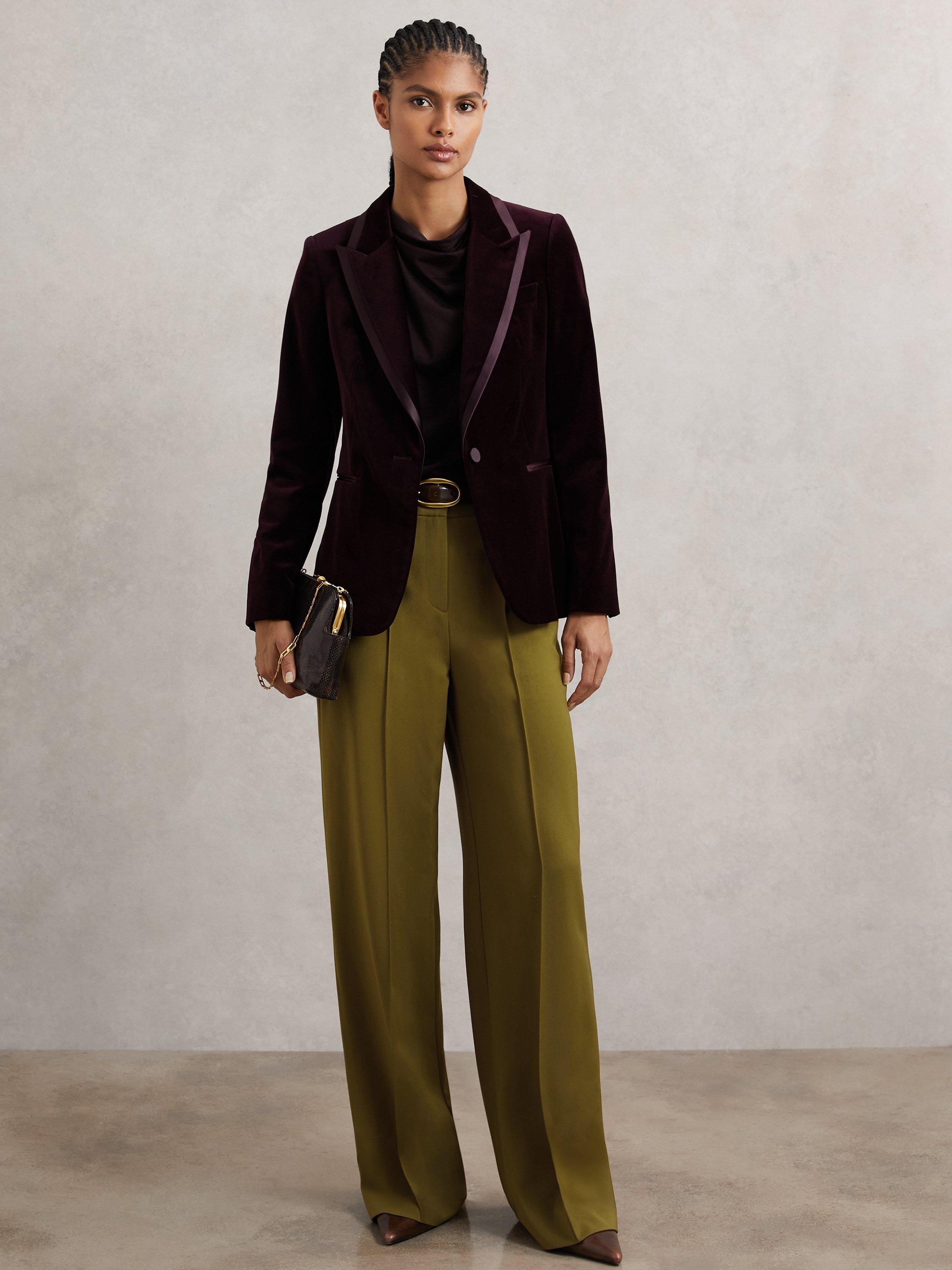 Product image 4 of 5, which shows Reiss Petite Luisa Tailored Trousers, Green, 14Pt