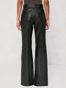 Reiss Petite Priya Pure Leather Flared Trousers, Black - view 2, Black
