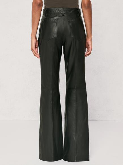 Reiss Petite Priya Pure Leather Flared Trousers - view 2, Black
