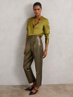 Reiss Petite Sienna Sparkle Tapered Trousers, Gold, Gold