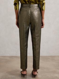 Reiss Petite Sienna Sparkle Tapered Trousers, Gold - view 2, Gold