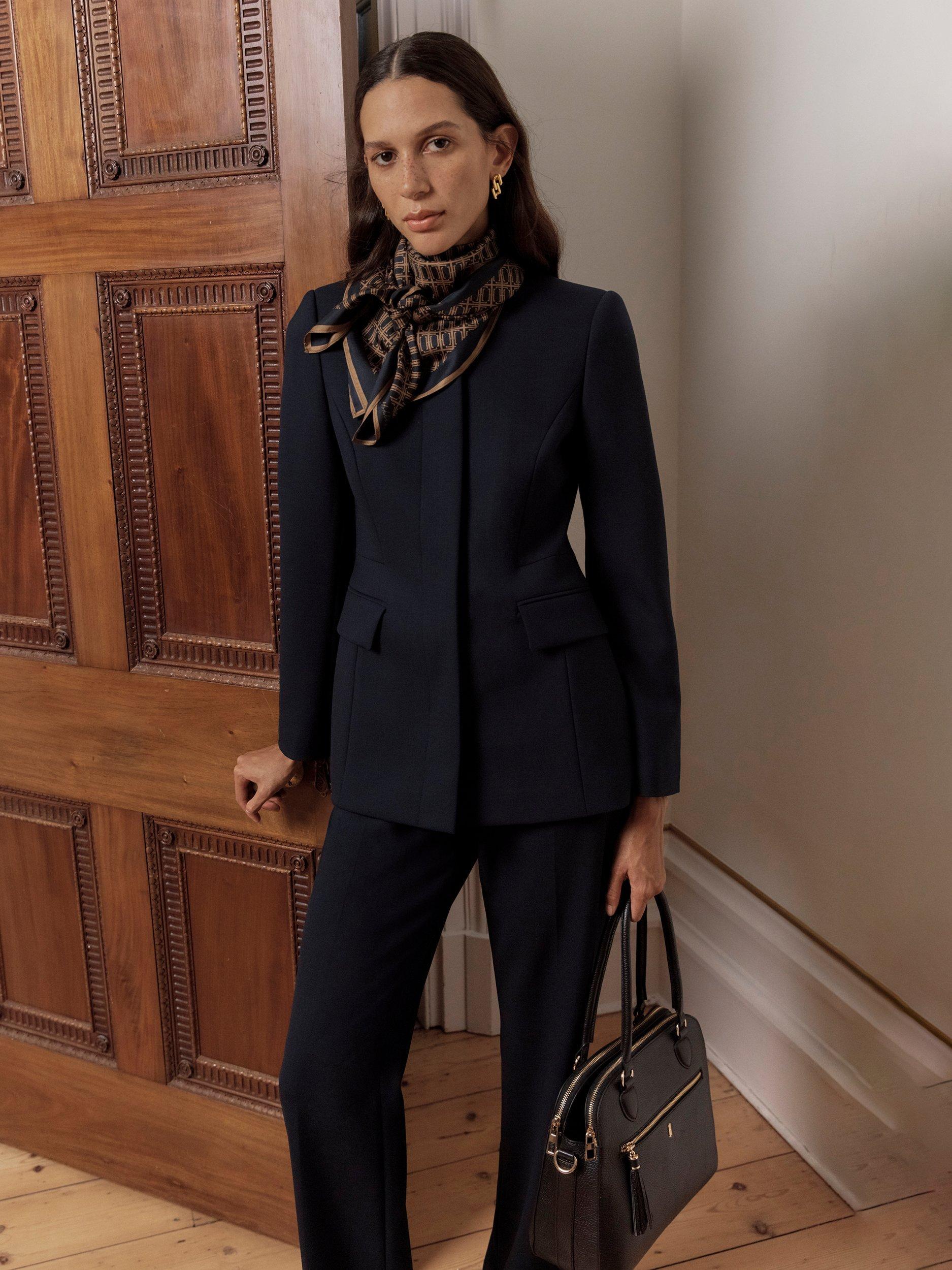Product image 1 of 7, which shows Hobbs Montrose Wool Blend Tailored Jacket, Navy, 10