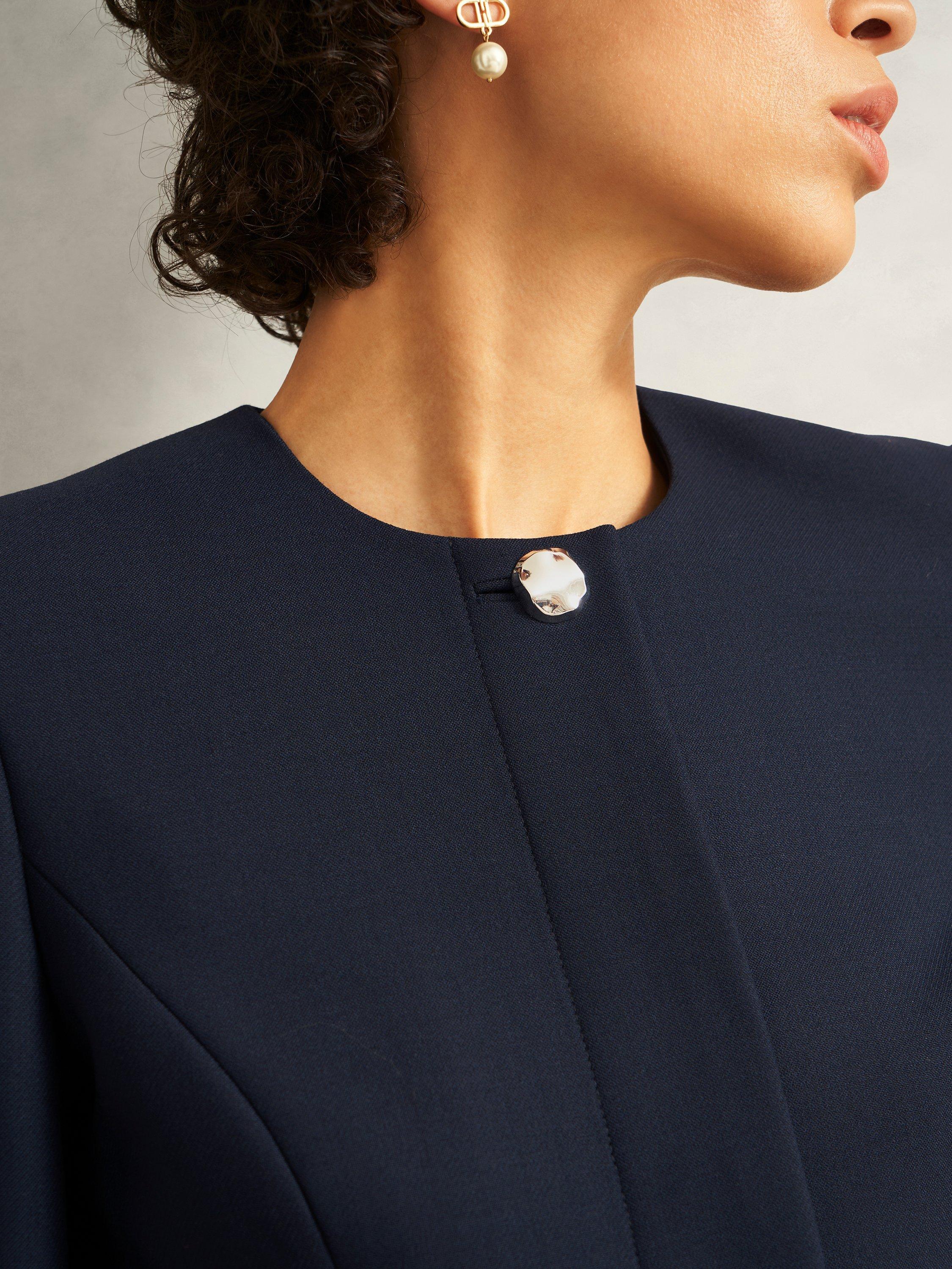 Product image 3 of 7, which shows Hobbs Montrose Wool Blend Tailored Jacket, Navy, 10