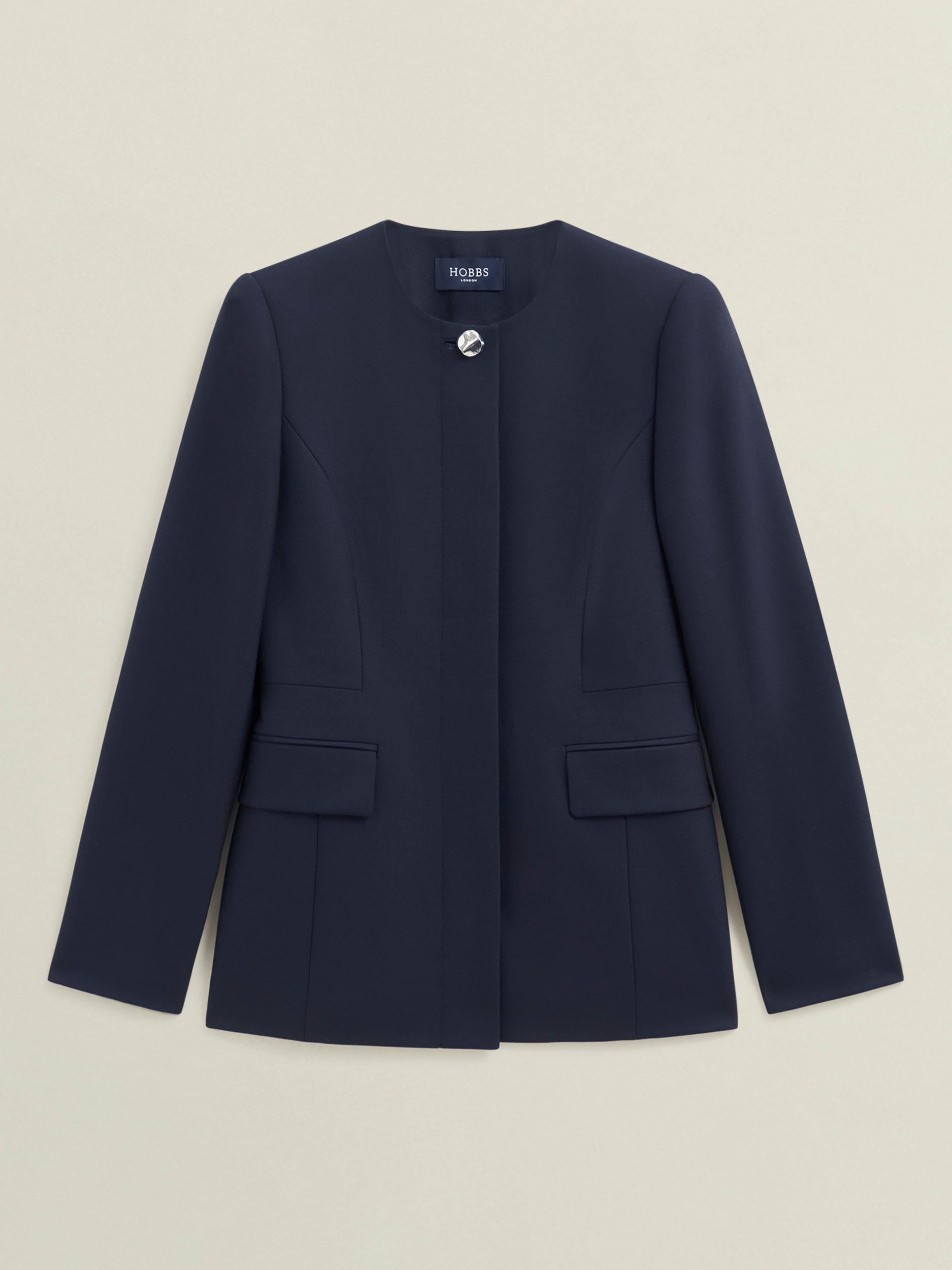 Product image 4 of 7, which shows Hobbs Montrose Wool Blend Tailored Jacket, Navy, 10