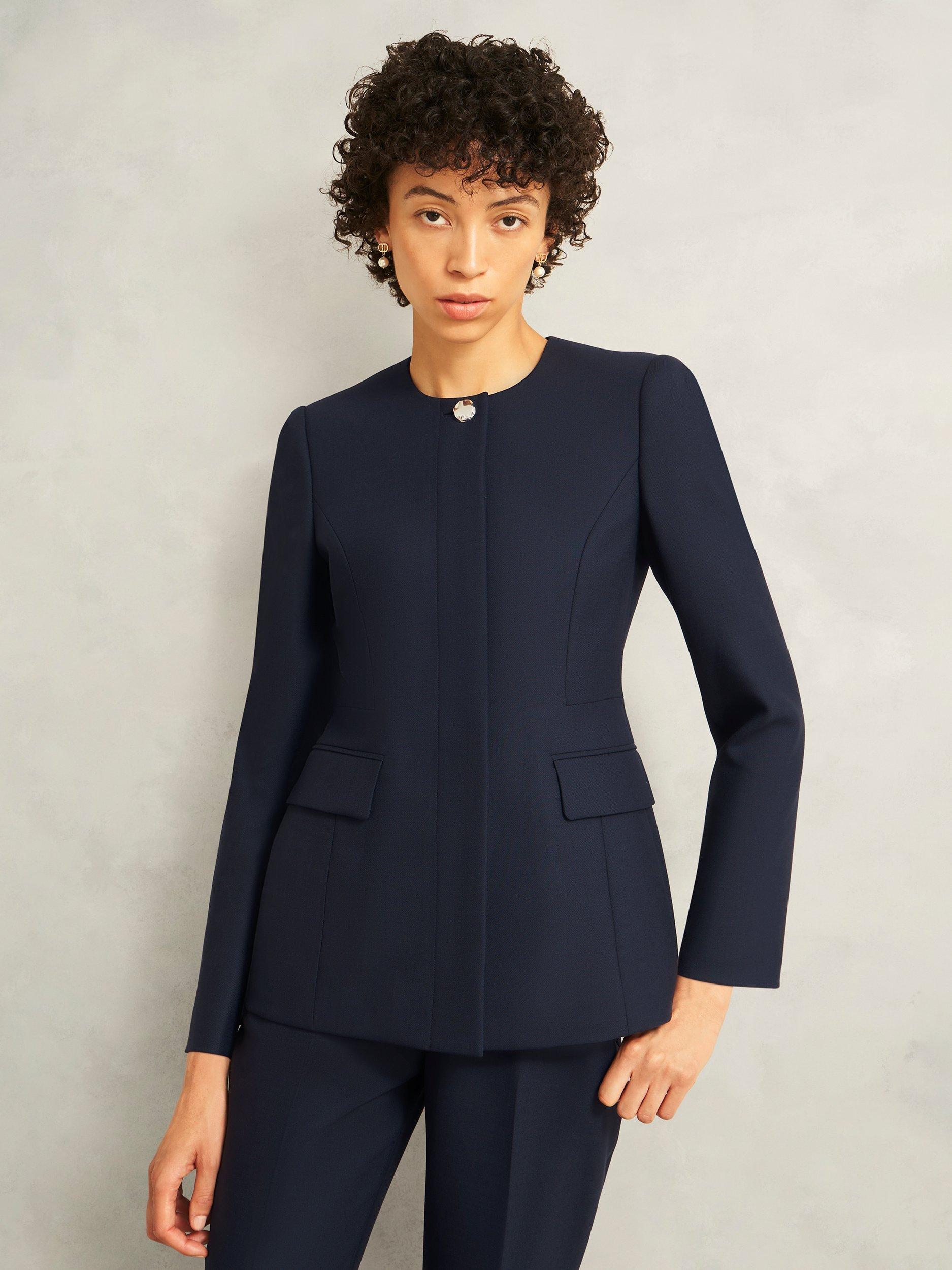Product image 6 of 7, which shows Hobbs Montrose Wool Blend Tailored Jacket, Navy, 10