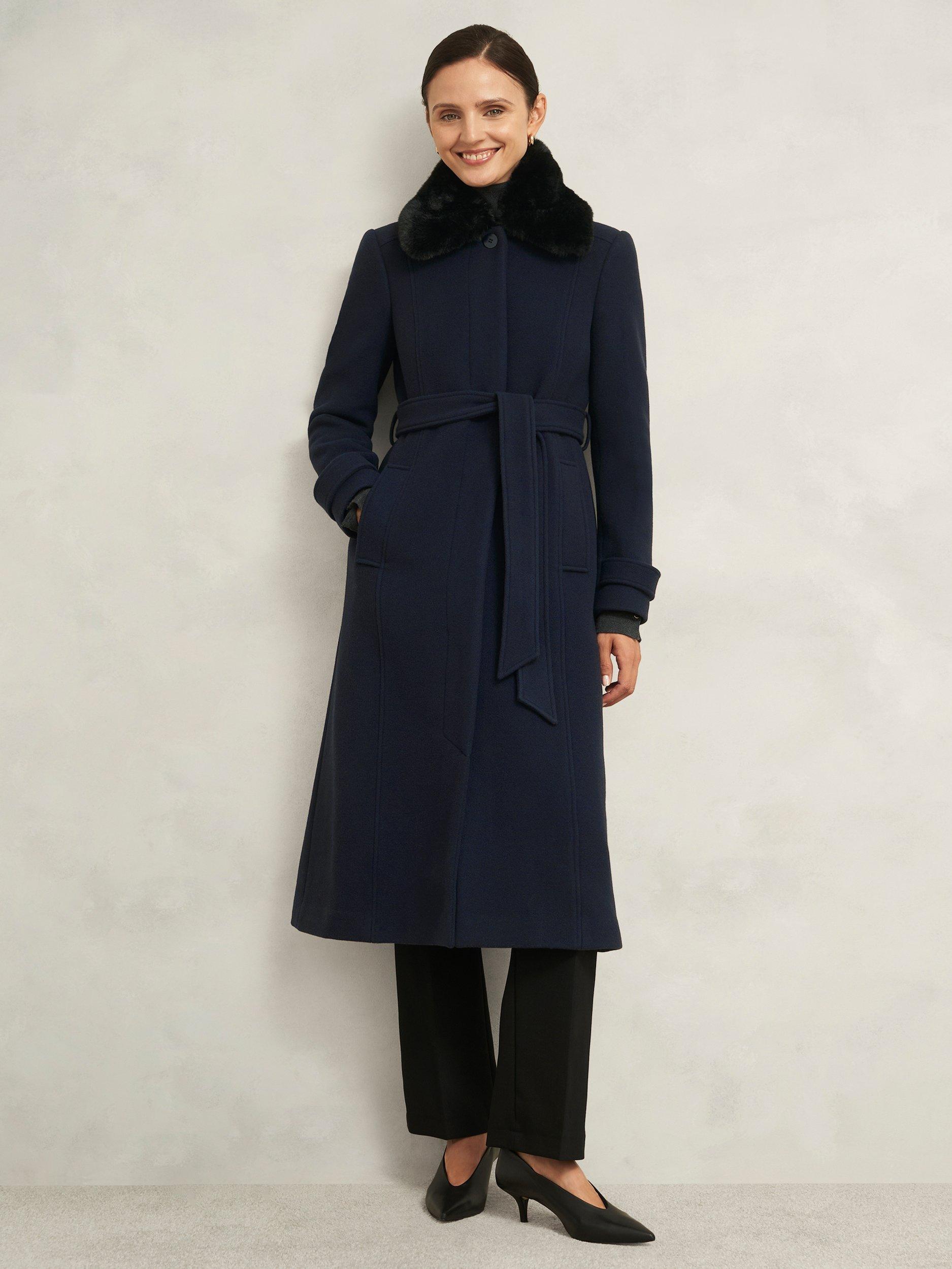 Product image 1 of 6, which shows Hobbs Celeste Wool Rich Coat, Navy, 10