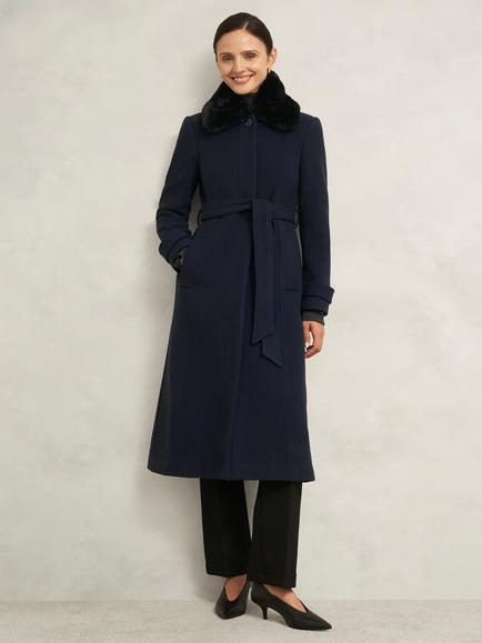 Hobbs Celeste Wool Rich Coat, Navy, Navy