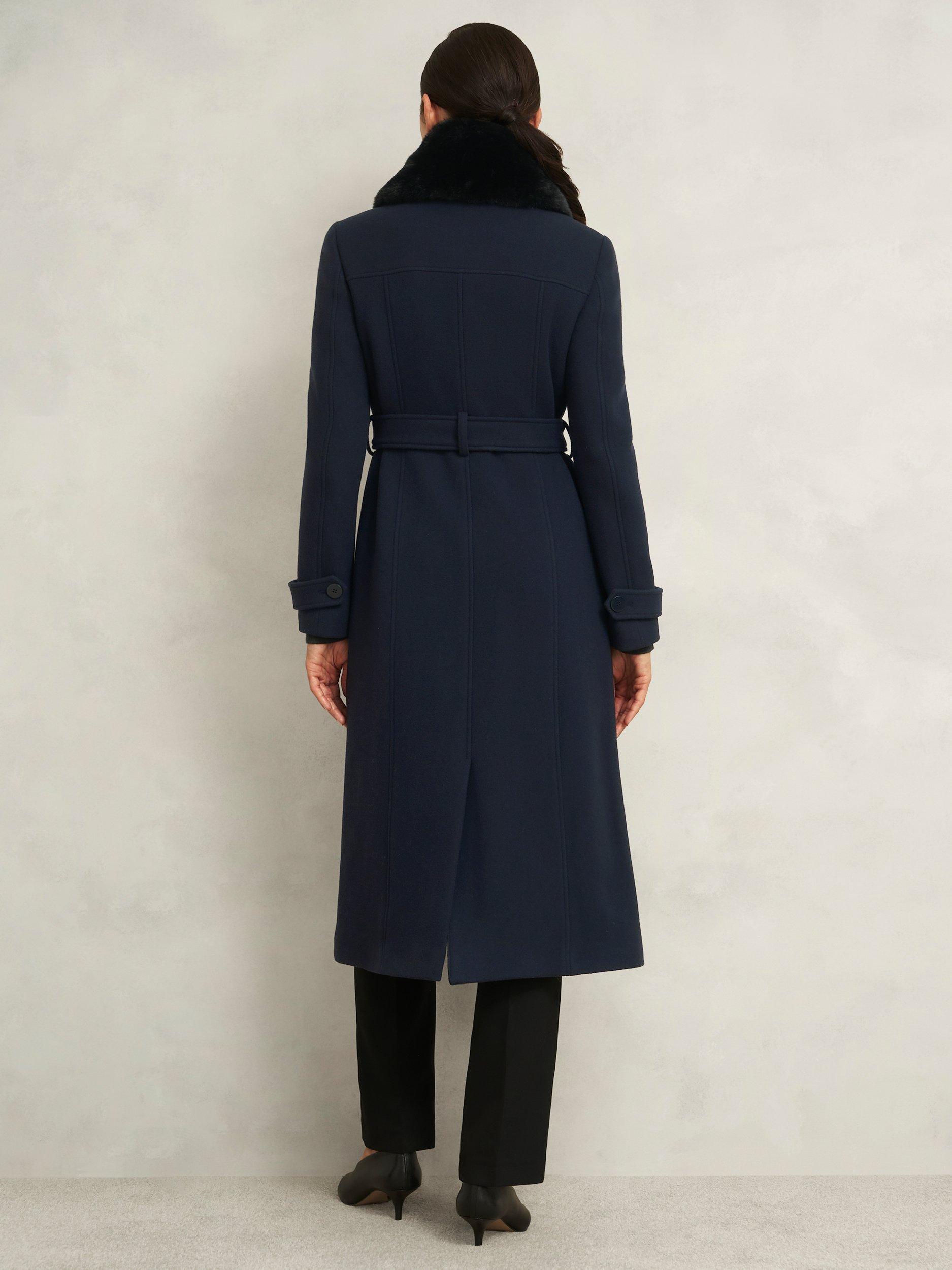 Product image 2 of 6, which shows Hobbs Celeste Wool Rich Coat, Navy, 10