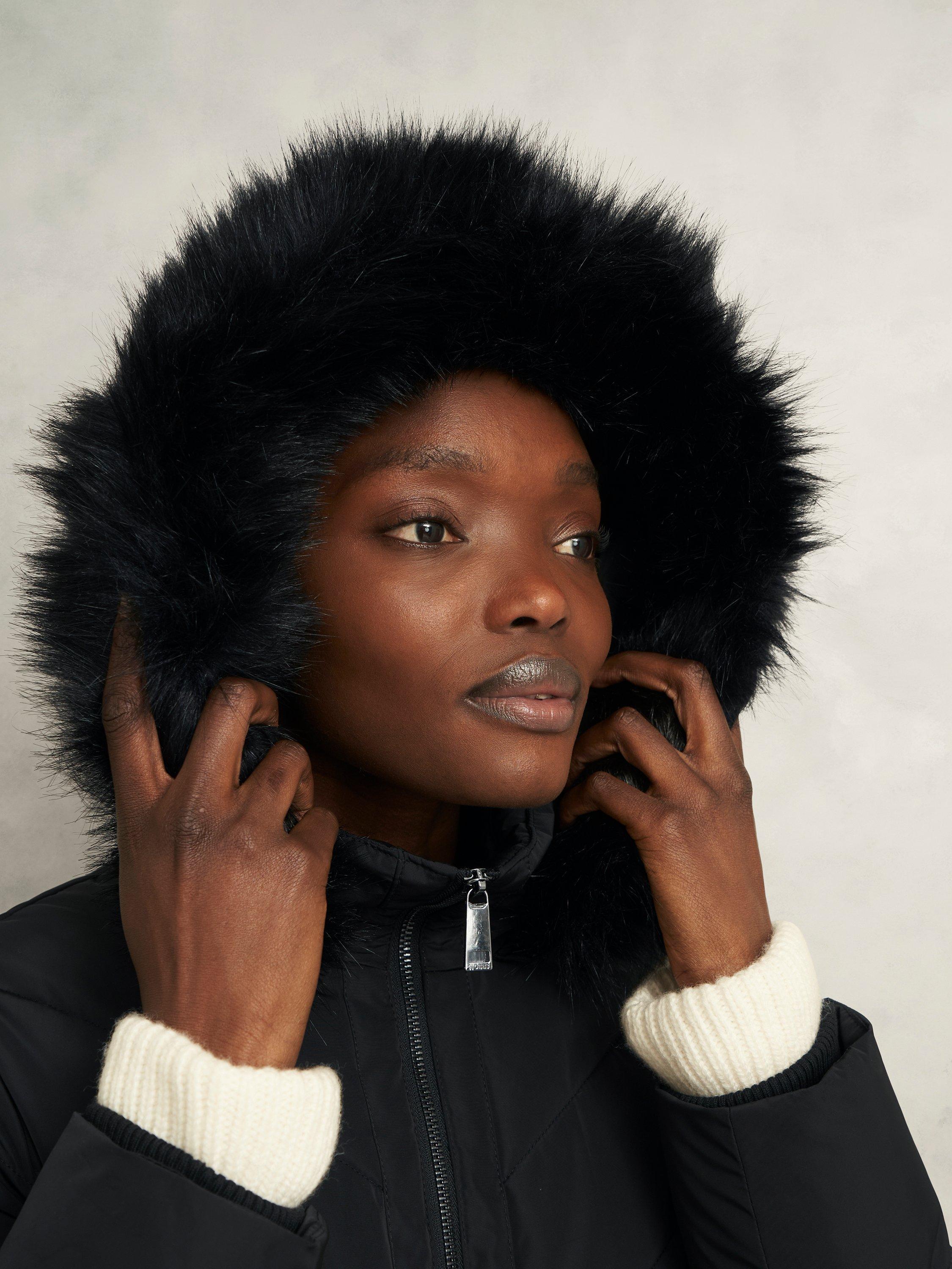 Product image 3 of 6, which shows Hobbs Petite Amalie Puffer Coat, Black, 10