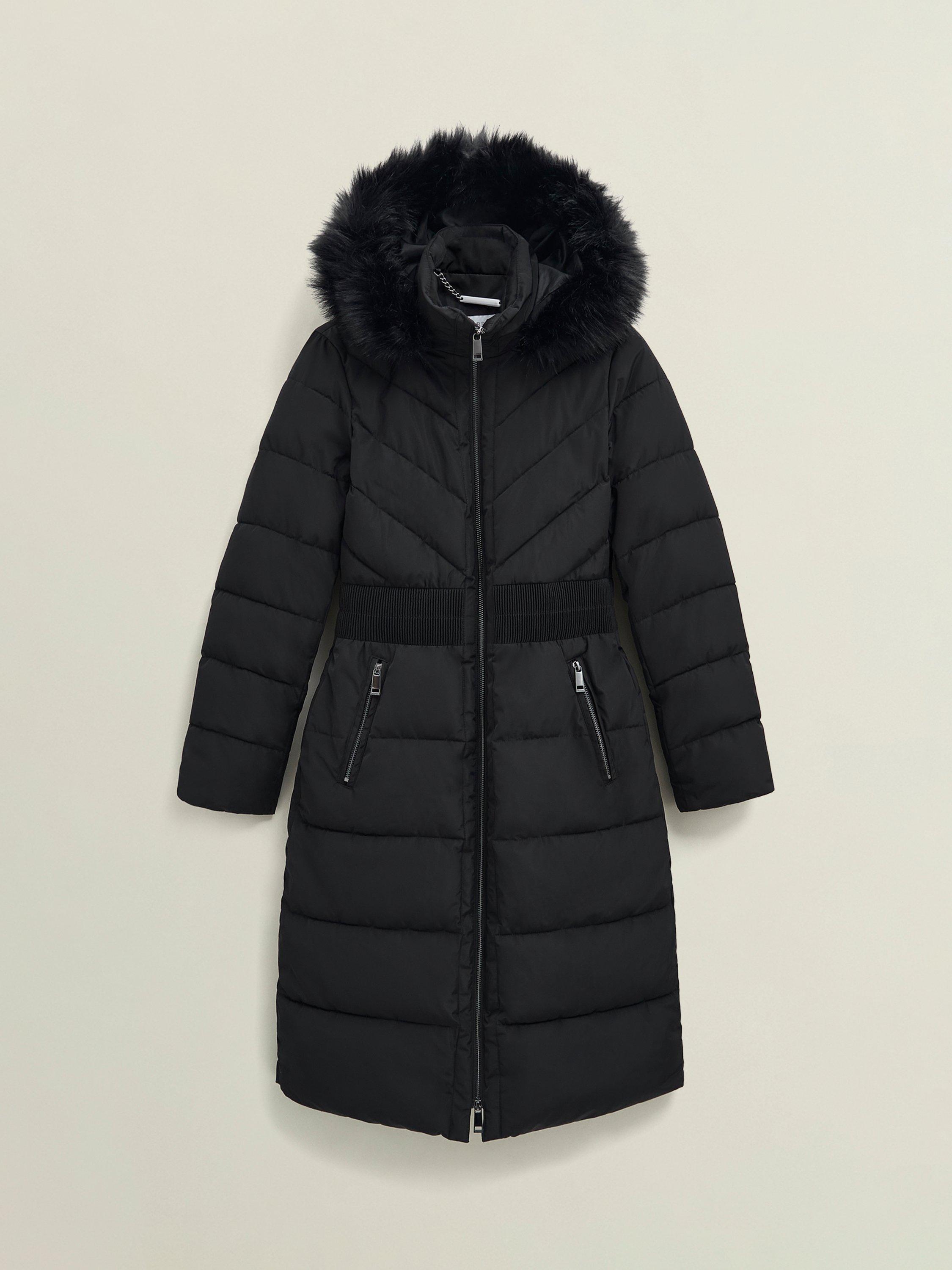 Product image 4 of 6, which shows Hobbs Petite Amalie Puffer Coat, Black, 10