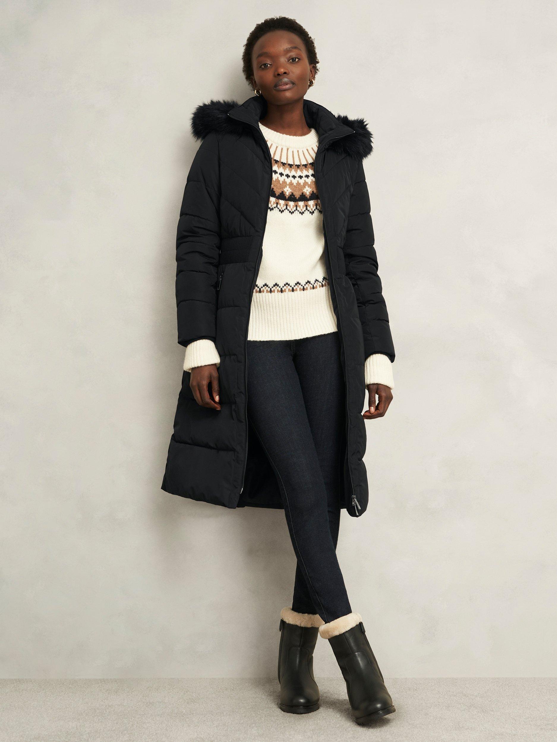 Product image 5 of 6, which shows Hobbs Petite Amalie Puffer Coat, Black, 10
