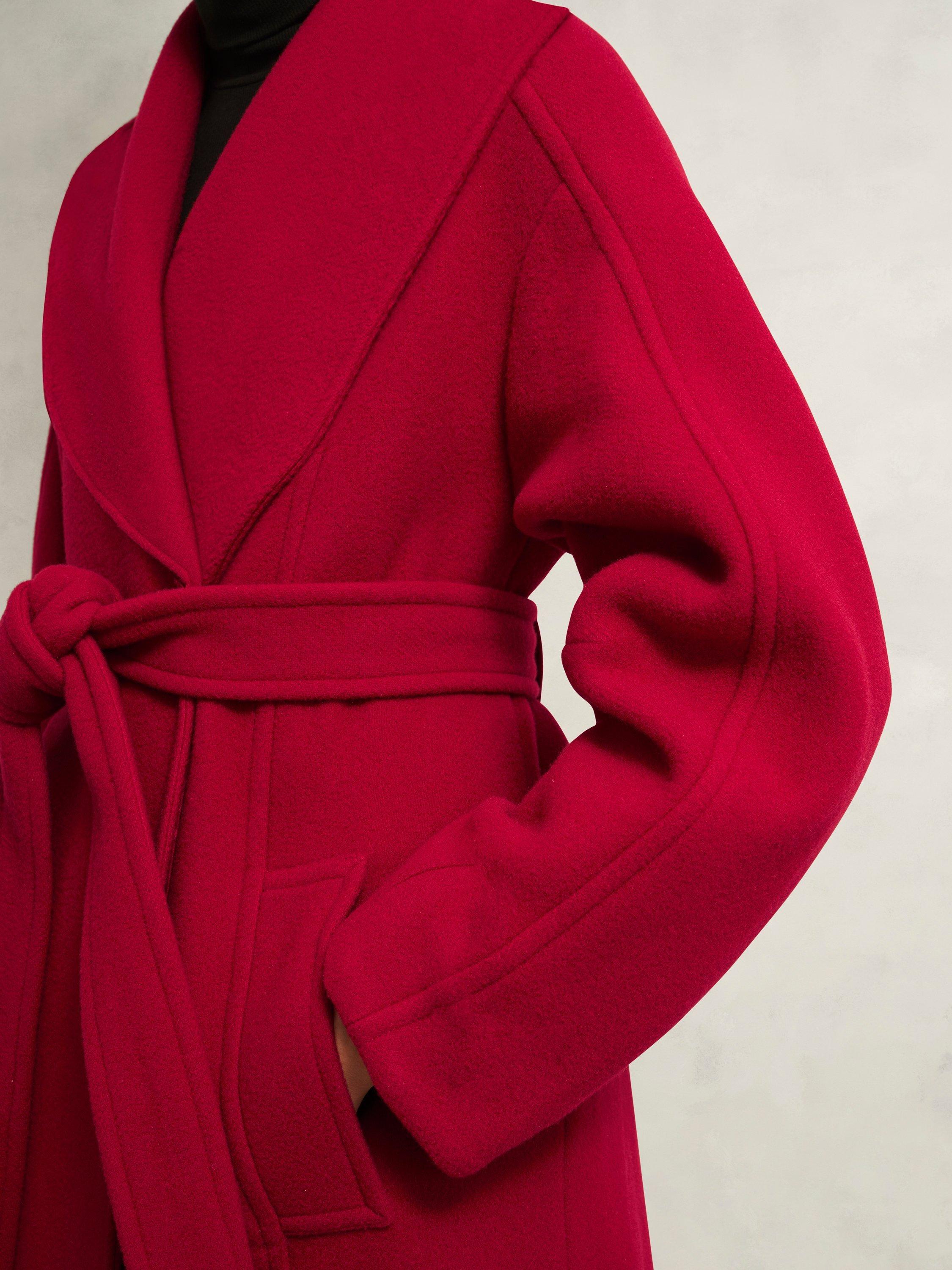 Product image 5 of 6, which shows Hobbs Lambeth Belted Wool Rich Coat, Red, 8