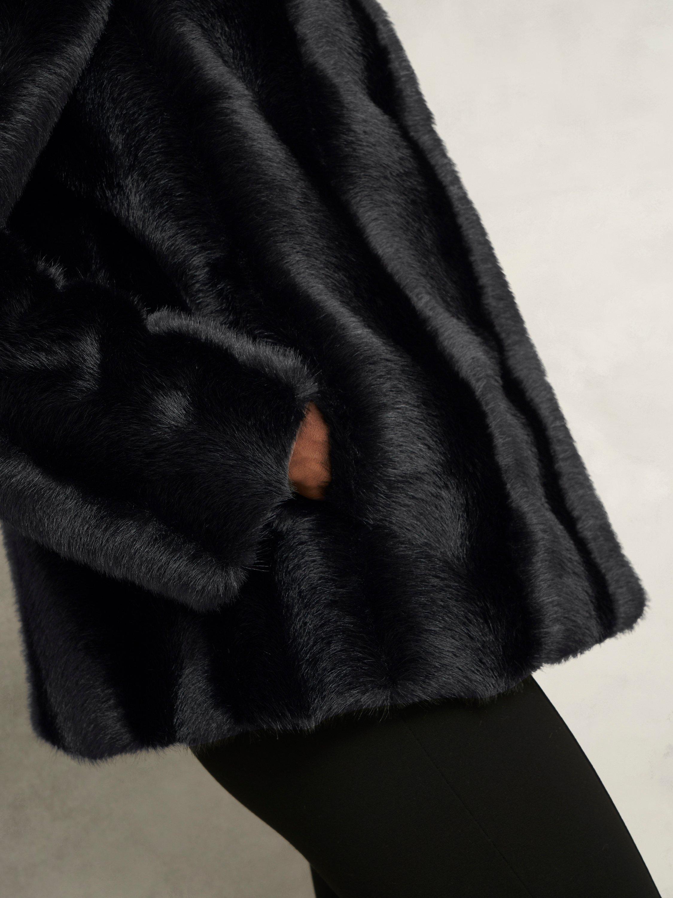 Product image 3 of 6, which shows Hobbs Misha Faux Fur Coat, Black, M