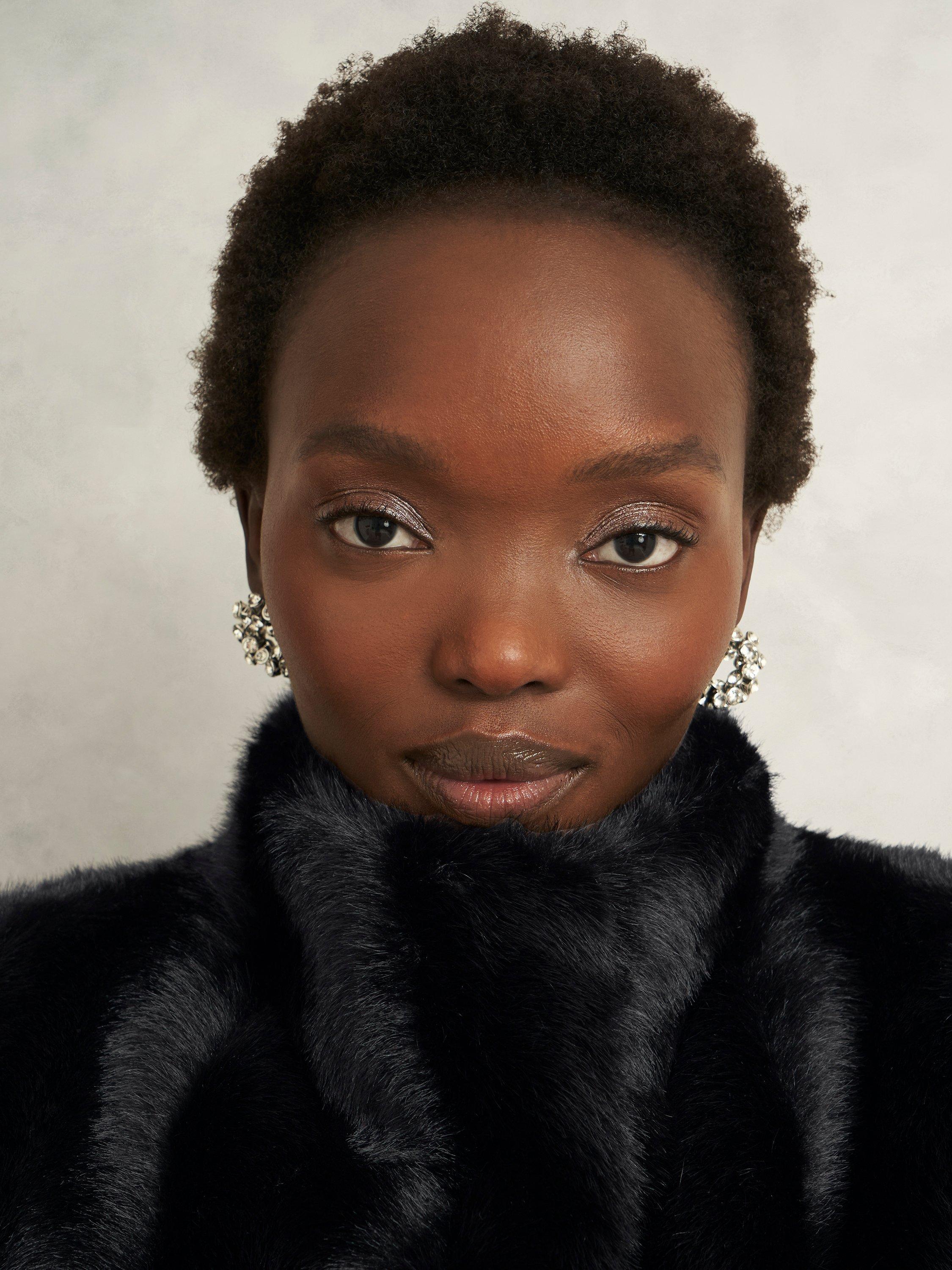 Product image 5 of 6, which shows Hobbs Misha Faux Fur Coat, Black, M