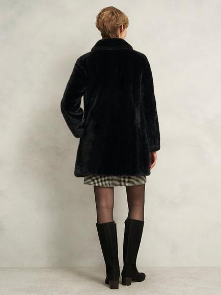 Hobbs Rue Faux Fur Coat, Black - view 2, Black