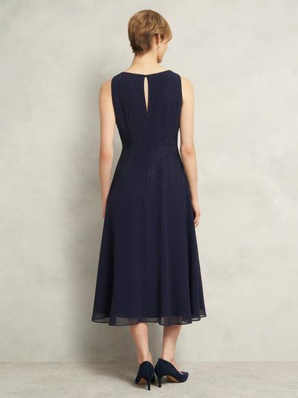 Hobbs Kiki Gems Midi Dress, Midnight Navy - view 2, Midnight Navy