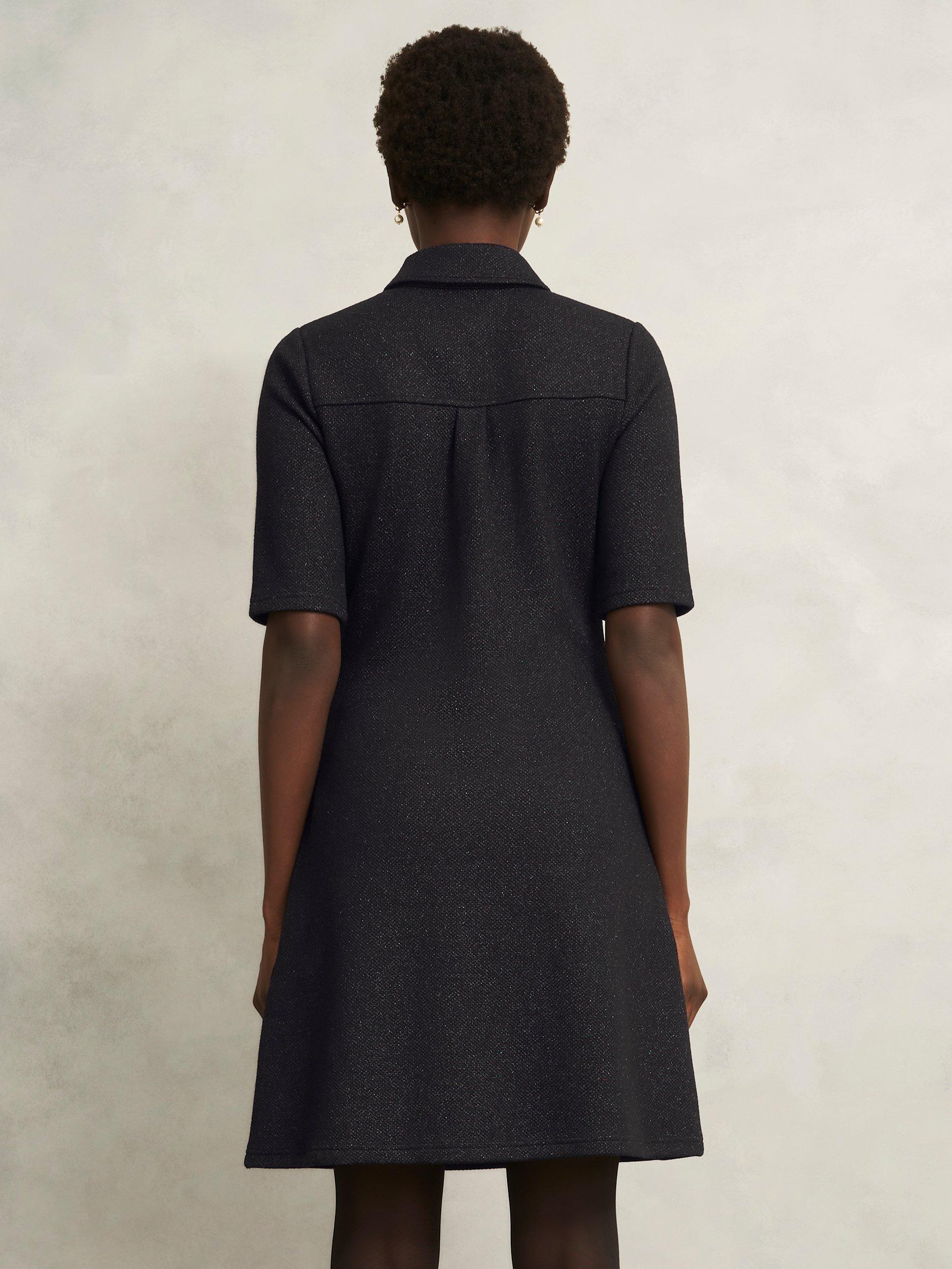 Product image 2 of 6, which shows Hobbs Lexi Sparkle Ponte Dress, Black, 10