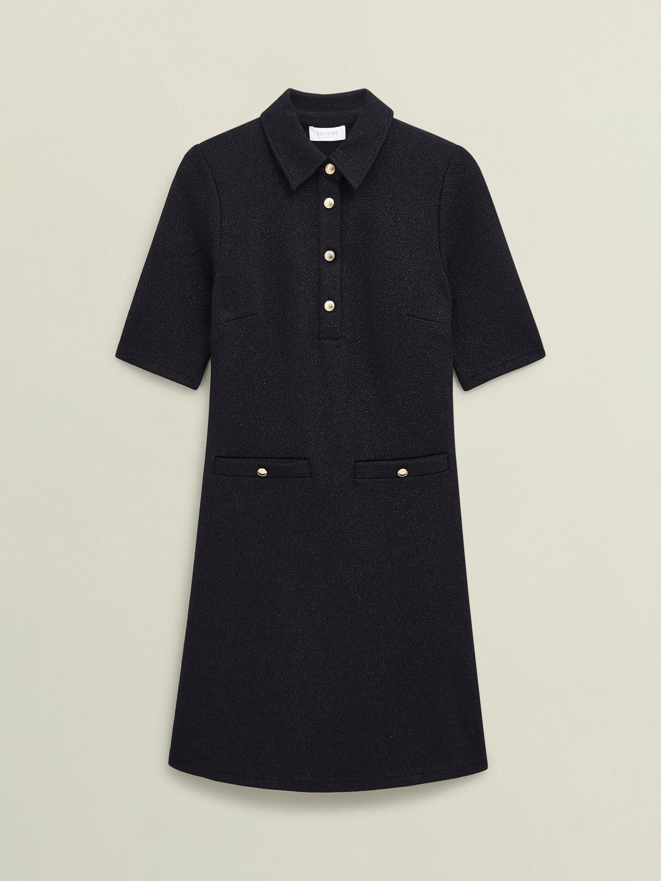 Product image 4 of 6, which shows Hobbs Lexi Sparkle Ponte Dress, Black, 10