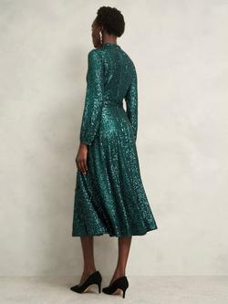 Hobbs Meadow Sequin Midi Dress, Evergreen - view 2, Evergreen