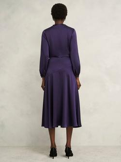 Hobbs Pearl Drape Midi Dress, Midnight Purple - view 2, Midnight Purple