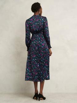 Hobbs Petite Isabella Floral Midi Dress, Black/Multi - view 2, Black/Multi