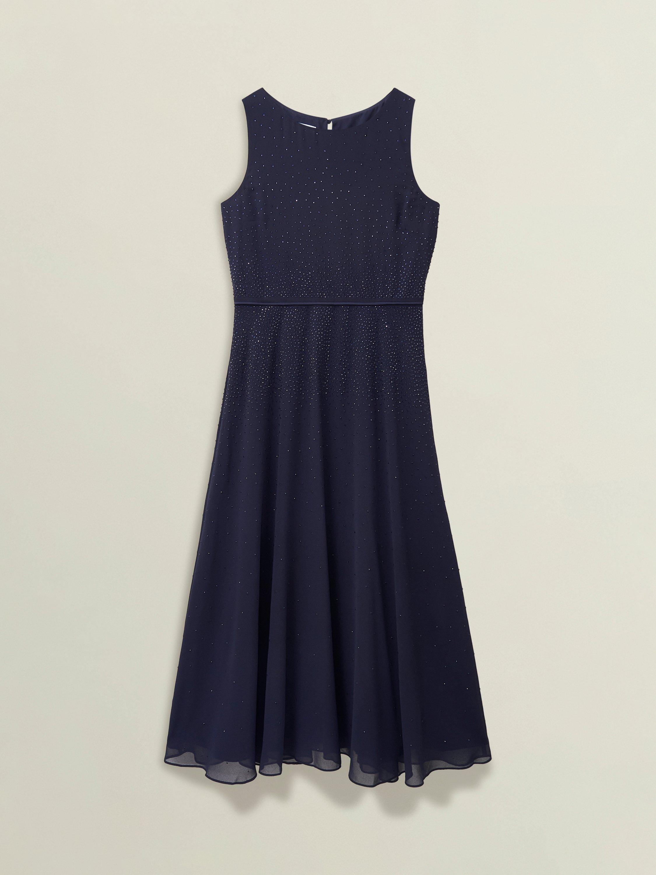 Product image 4 of 6, which shows Hobbs Petite Kiki Gem Dress, Midnight Navy, 10