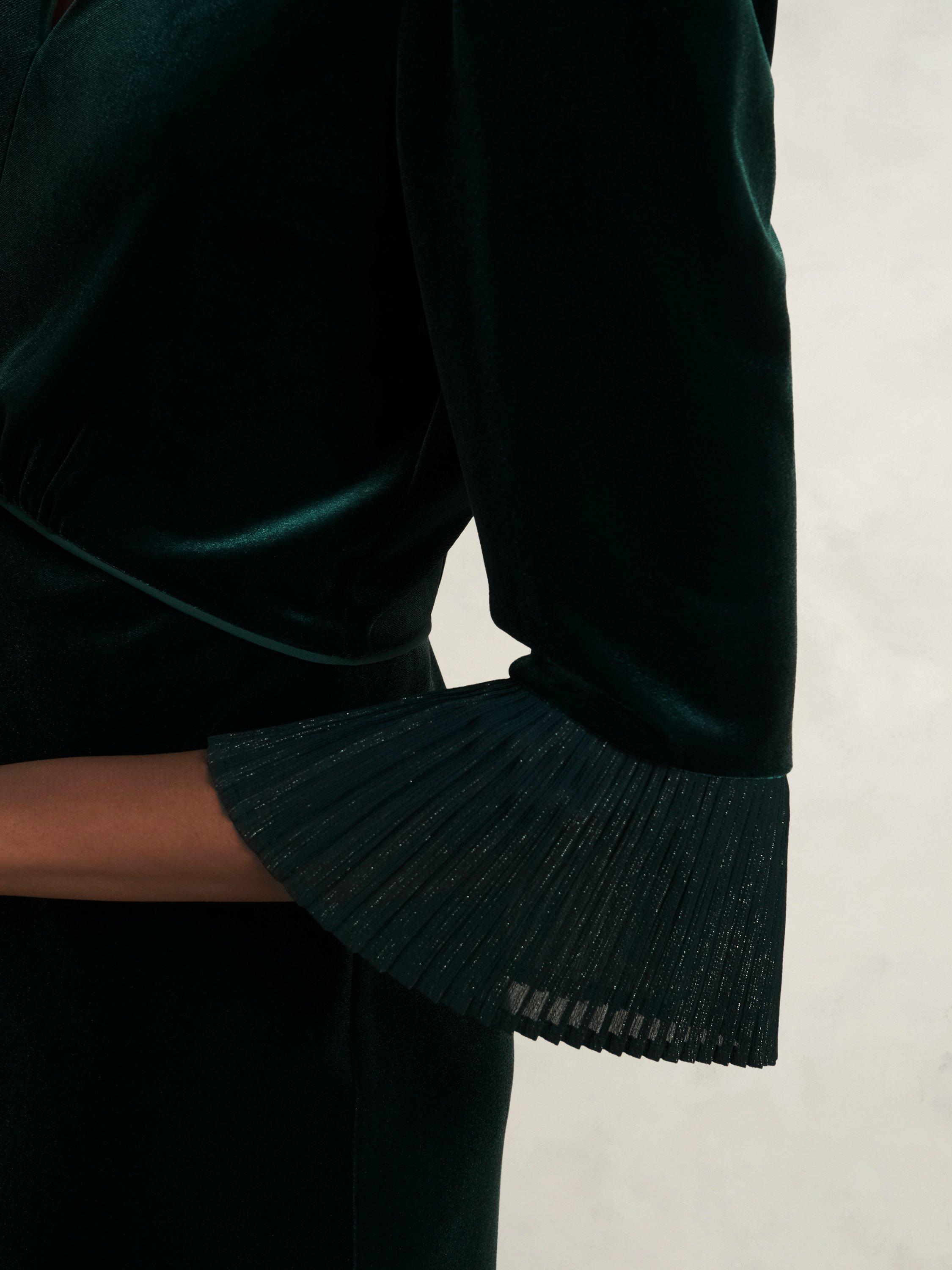 Product image 5 of 6, which shows Hobbs Violet Velvet Mini Dress, Evergreen, 10