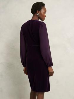 Hobbs Willow Velvet Shift Dress, Mulberry Purple - view 2, Mulberry Purple