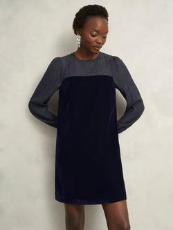 Hobbs Zariah Velvet Mini Dress, Midnight Navy, Midnight Navy